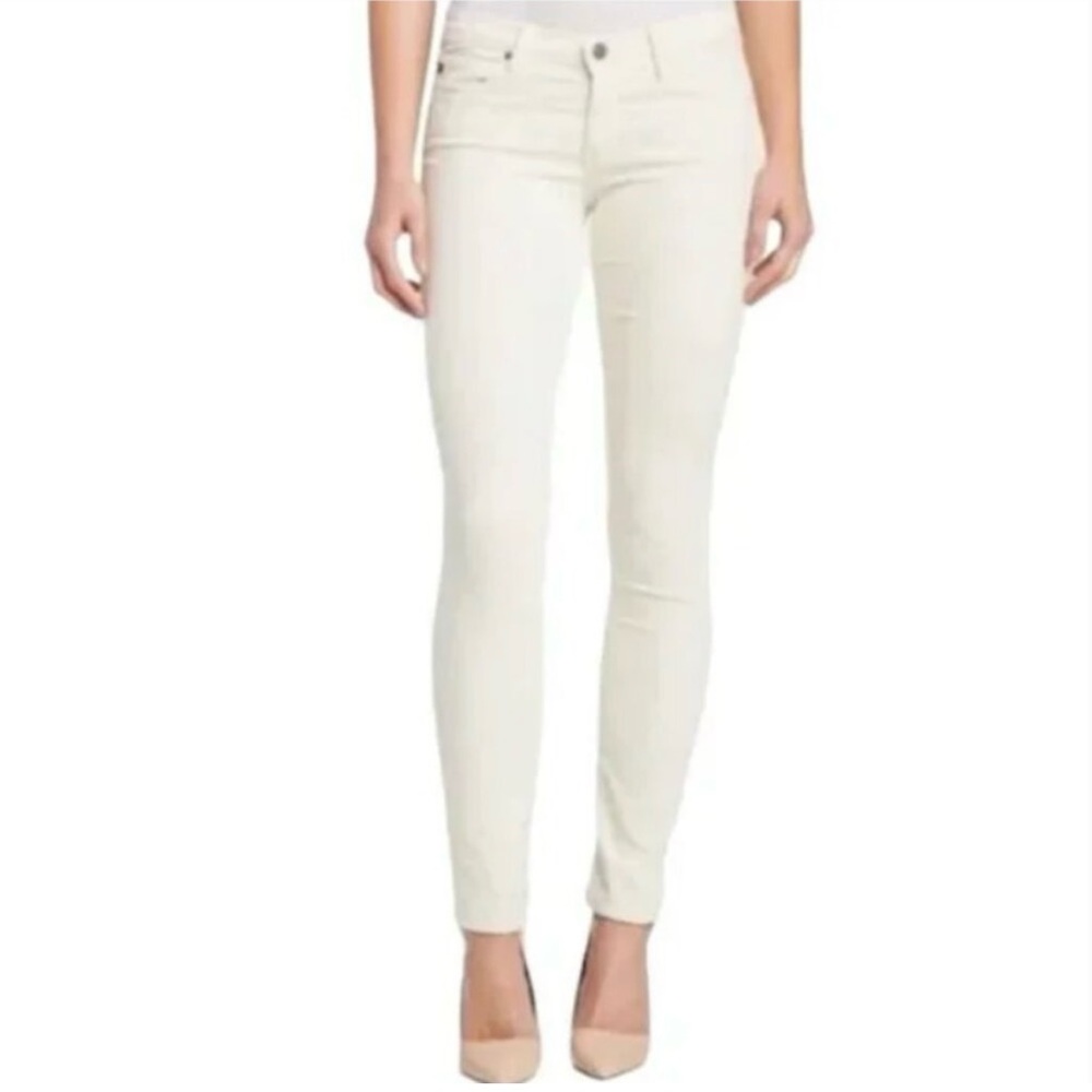 AG Adriano Goldschmied Ivory The Stilt Cigarette Leg Corduroy Pants in 27R